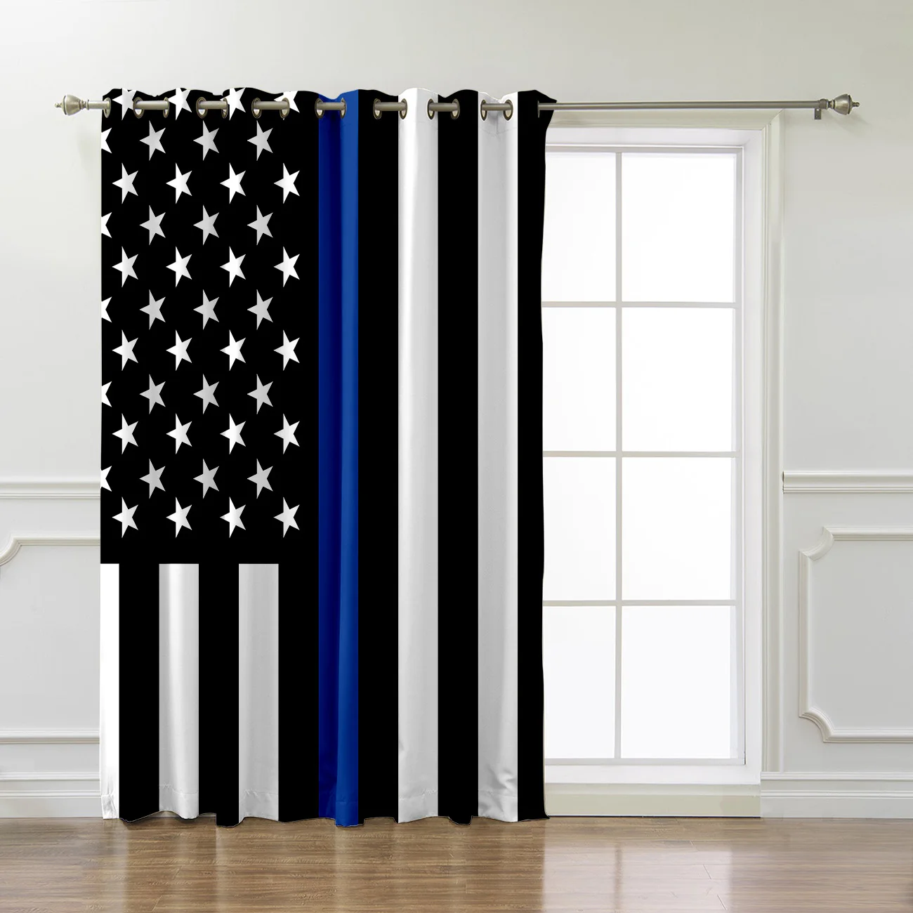 Правоприменительные черно белые и синие американские флаги оконные шторы
