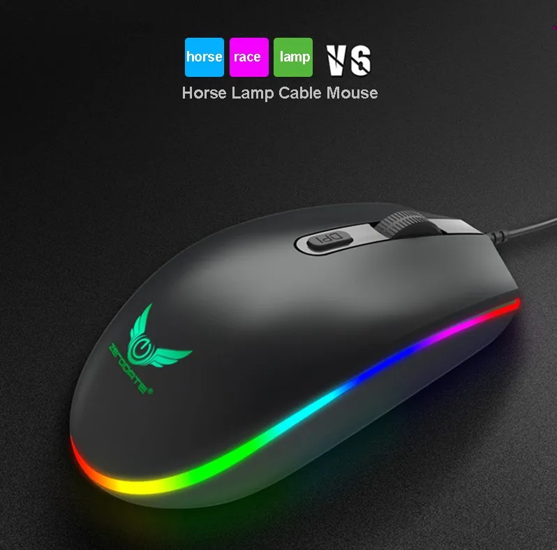 

Fashion V6 USB Wired Mouse LED Colorful Breathing 1600DPI Optical Computer Mini Mouse For PC Laptop Office Mice Silence