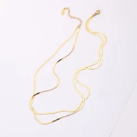 high end stainless steel jewelry double layer snake chain necklace for women