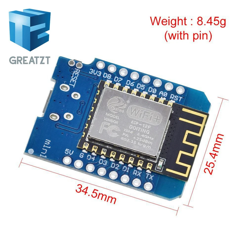 GREATZT ESP8266 ESP 12 ESP12 WeMos D1 Mini Module Wemos WiFi макетная плата Micro USB 3 V на основе 8266EX 11 Dig|nodemcu 4m|d1