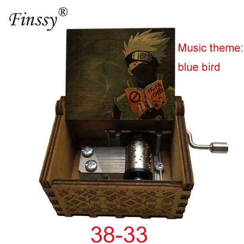 Музыкальная шкатулка с изображением синей птицы деревянной ручкой Итачи Namikaze