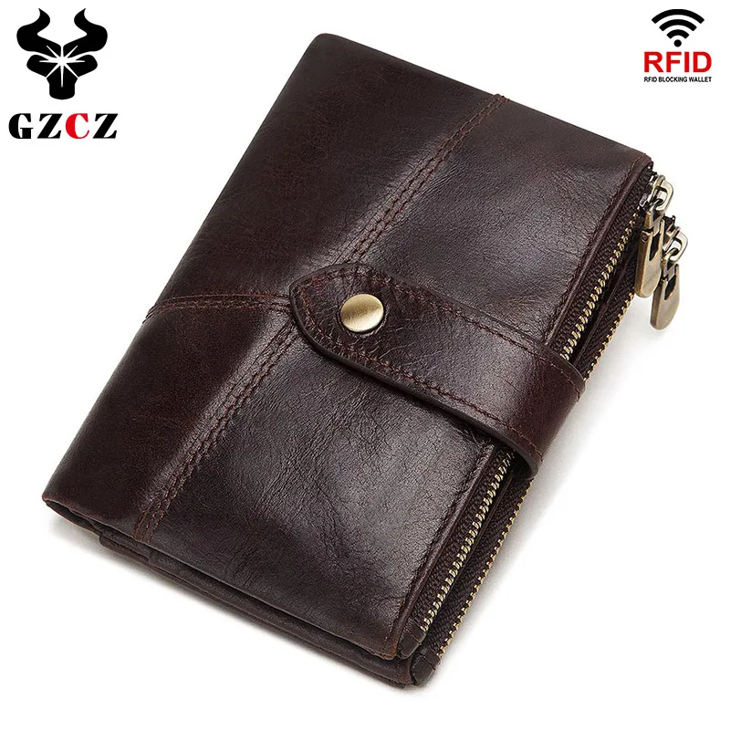 GZCZ RFID кошелек из натуральной кожи Rfid мужские кошельки Crazy Horse портмоне Короткий