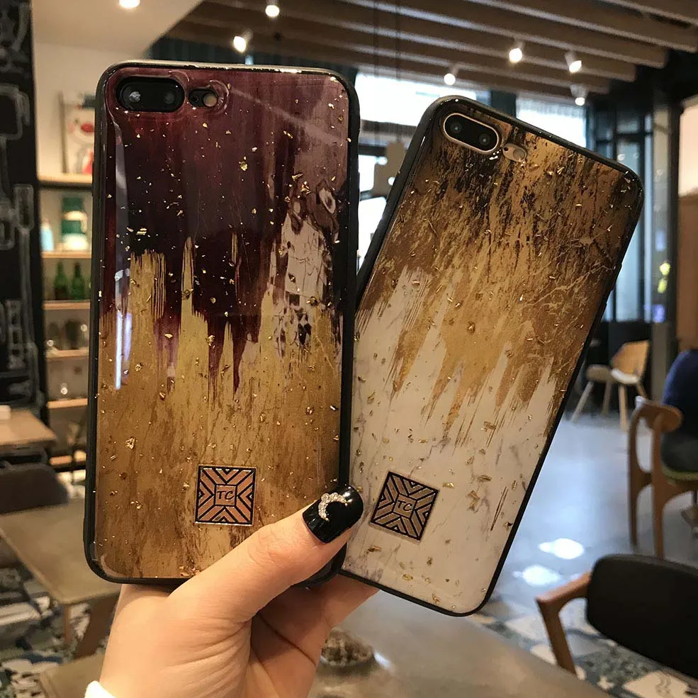 Роскошный блестящий чехол для телефона с золотой фольгой iPhone XS Max XR X мягкий из ТПУ