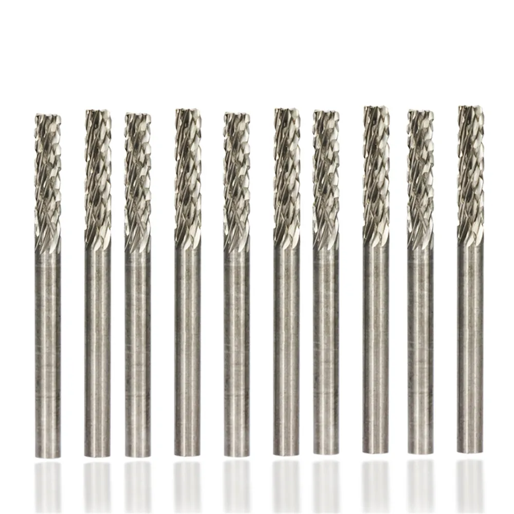 10 шт. 3 мм хвостовик двойной резки карбид вольфрама наборы роторных заусенцев для