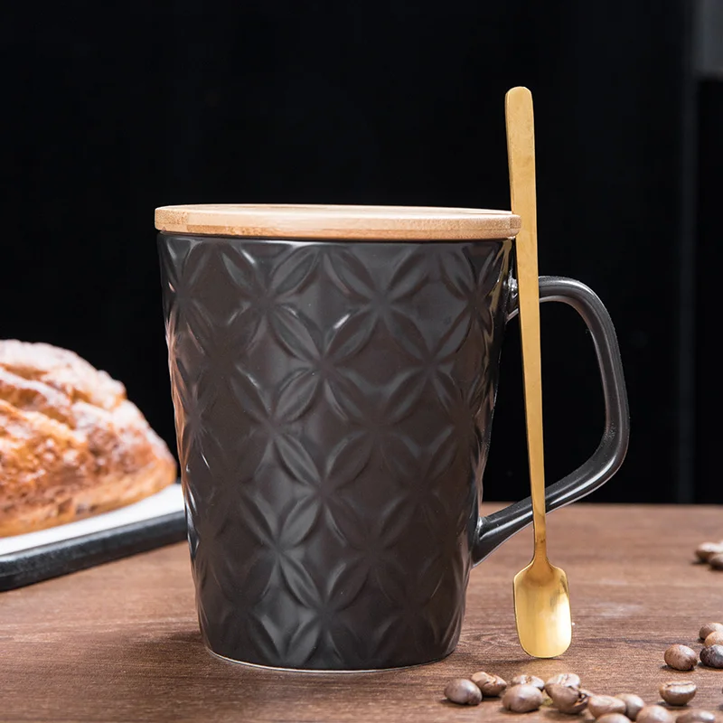 Тренд Чашки Керамическая Кружка с крышкой Ложка кофейная чашка для воды бытовая