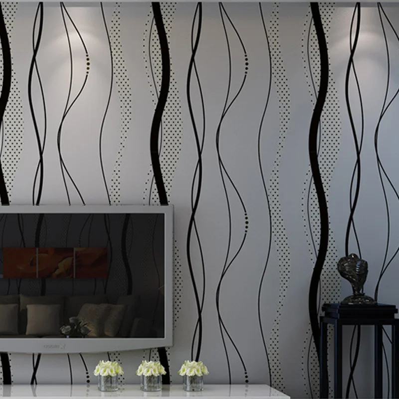 Современные нетканые Геометрические полосы 3D обои серый домашний Декор наклейки