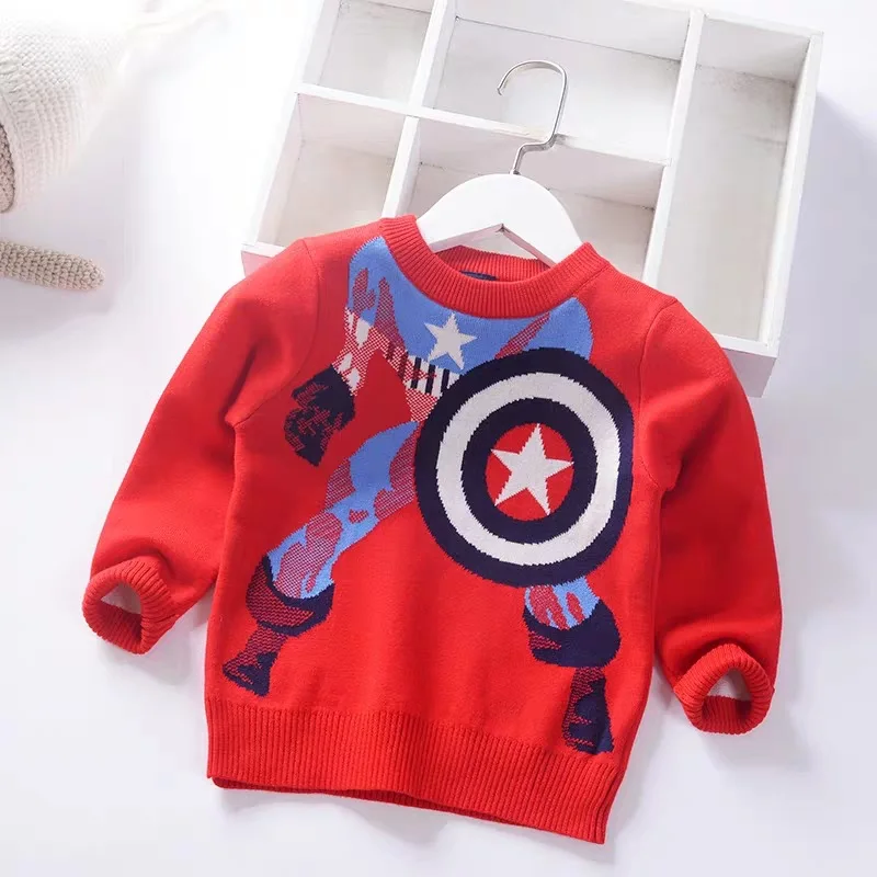 Свитер для мальчиков свитер с длинными рукавами и рисунком супергероя Капитан