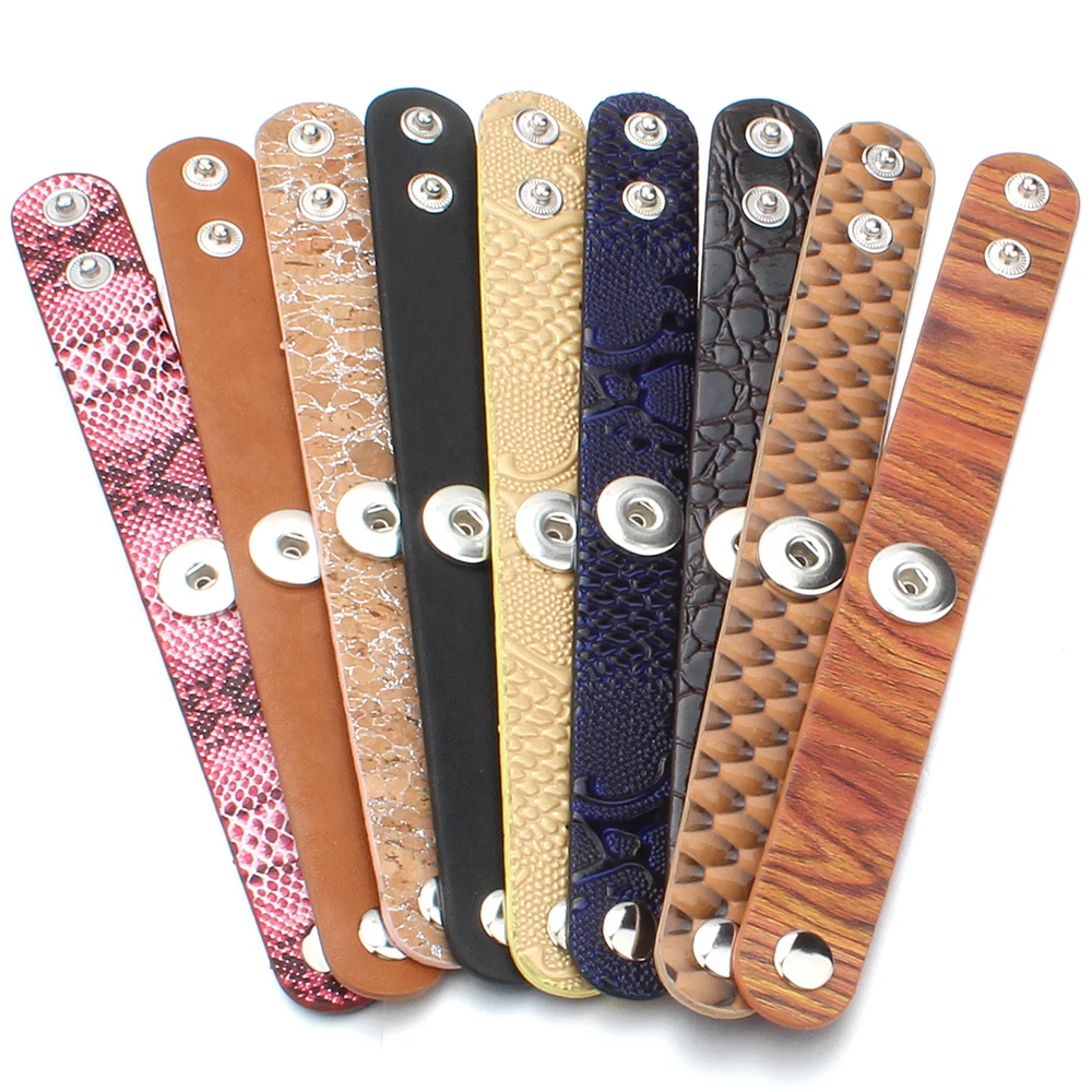 Новый кожаный браслет 10 шт./лот 18 мм браслеты ручной работы с кнопками застежками