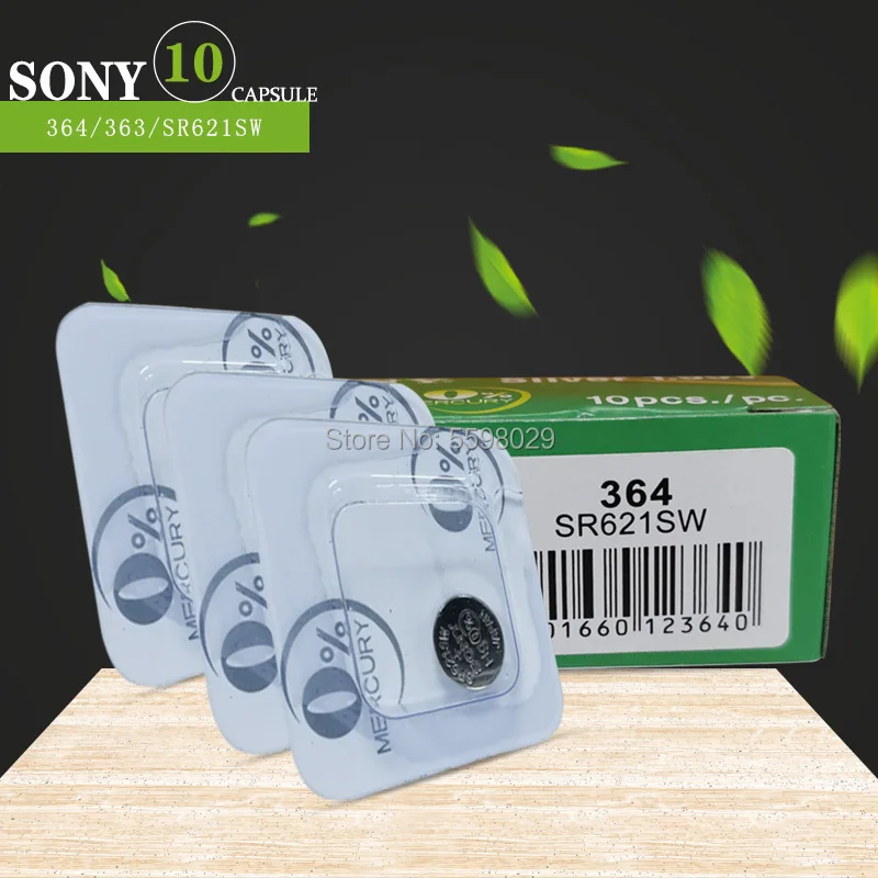 Батарейка для часов Sony SR621SW V364 SR60 SR621 AG1 10 шт./лот оригинальная однозернистая 1 55 в