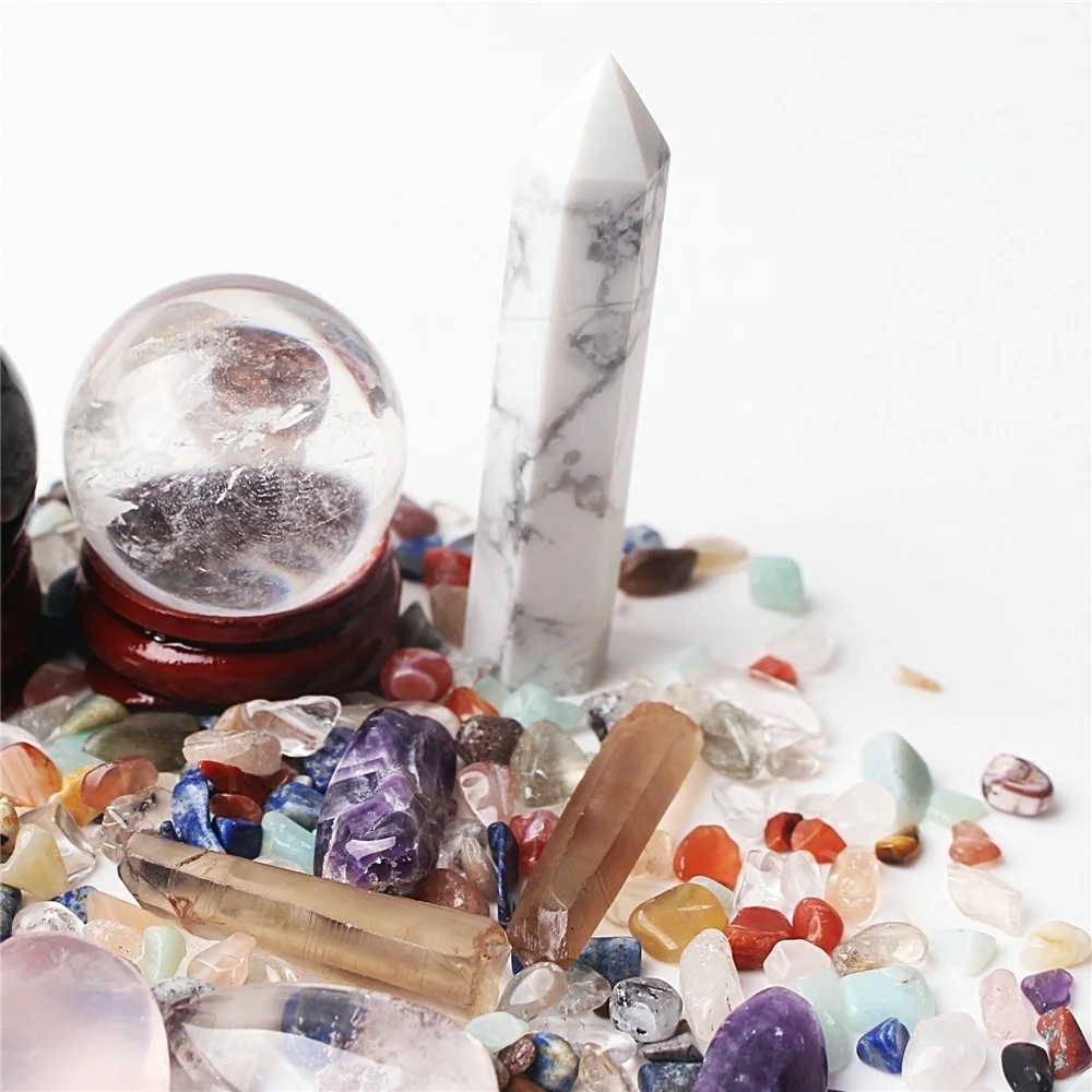 Натуральный Цветной Чакра кварцевый кристалл обелисковый шар гравийный Набор Diy минеральные образцы целебные драгоценные камни декор от AliExpress WW