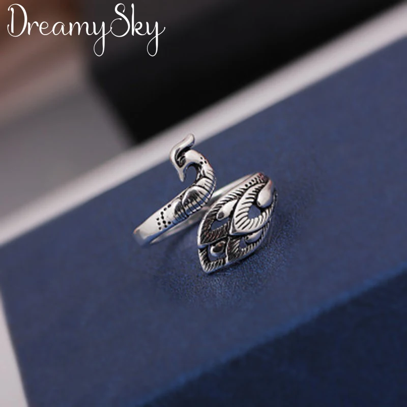 Увеличенное кольцо Павлин DreamySky серебряного цвета для женщин и мужчин