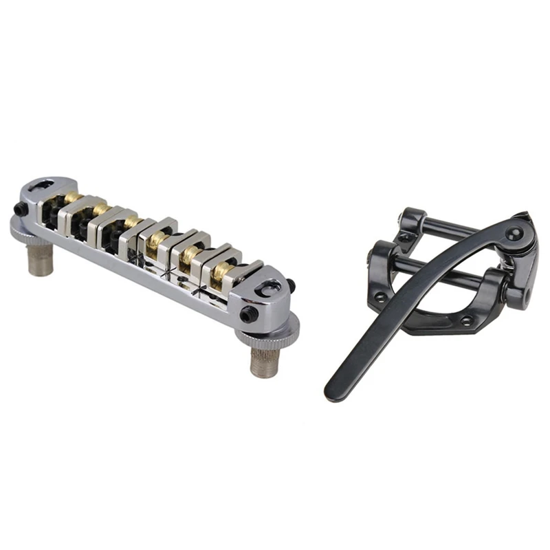 

Roller Saddle Bridge With Posts And Spanner With Durable Alloy Vibrato Tailpiece Tremolo Bridge Black