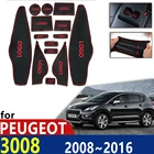 Противоскользящий резиновый коврик для подстаканника, дверной паз для Peugeot 3008 MK1 2008  2016, аксессуары для телефона 2009, 2010, 2011, 2012, 2013