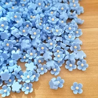 100pcs 9mm lake blue resin flowers decoration crafts flatback cabochon for scrapbooking kawaii cute diy accessories