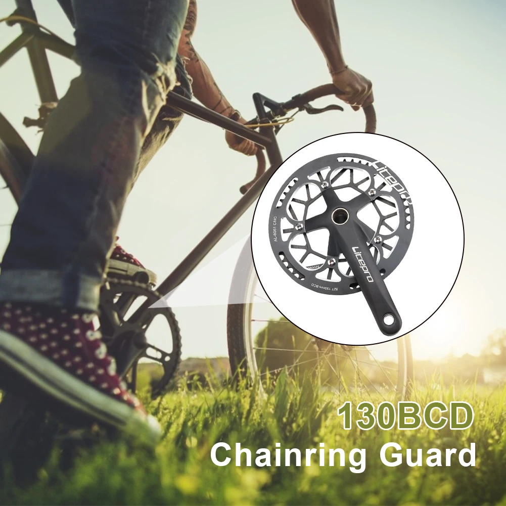 

Folding Bike Chainring Guard Single Speed 50-52t/52-54t 130bcd Aluminum Alloy Chain Ring Protector Crankset Guard Sturdiness