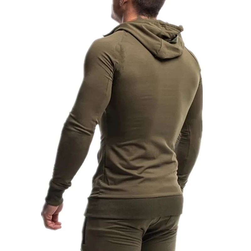 

Autumn New Mens Cotton Sweatshirt Gyms Fitness Bodybuilding Hoodie Male Casual Fashion Slim Hooded zipper Jacket Tops Clothing