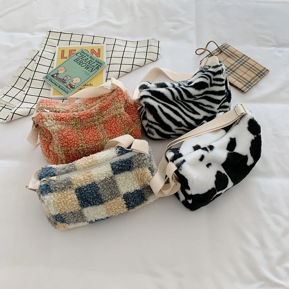 

Осенняя модная плюшевая сумка на плечо, простая шикарная теплая мягкая женская винтажная сумка-мессенджер для путешествий, элегантная женс...