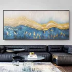 Толстая 100% ручная роспись, огромный золотой лист, современная абстрактная картина маслом на холсте, настенное искусство для гостиной, украшение для дома без рамки