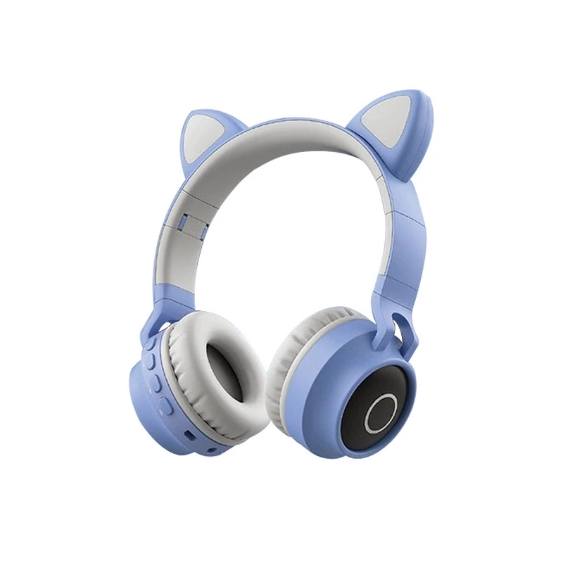 Bluetooth стерео кошачьи наушники мигающие светящиеся кошачьи наушники игровая гарнитура наушники 7 цветов светодиодный светильник - Цвет: Серый