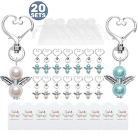 60pcs Creative Keychains Set Angel Wing Pendant Hanging Tag Cards Key Holder