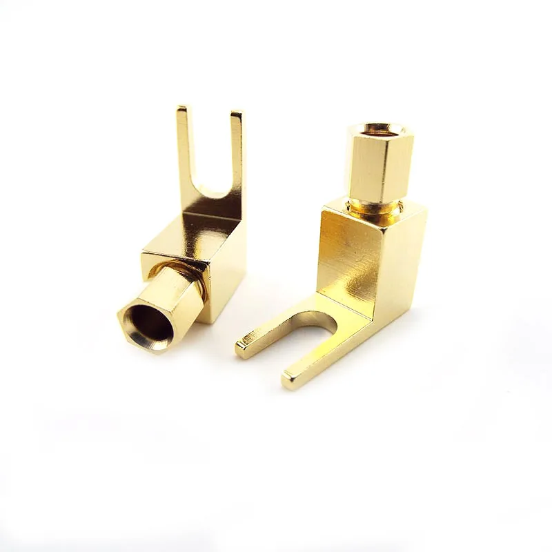 

4MM Banana Plug Right Angle Speaker Y Fork Wire Connector Jack Audio Adapter 24K Gold Plated Screw Solderless Electrical U27