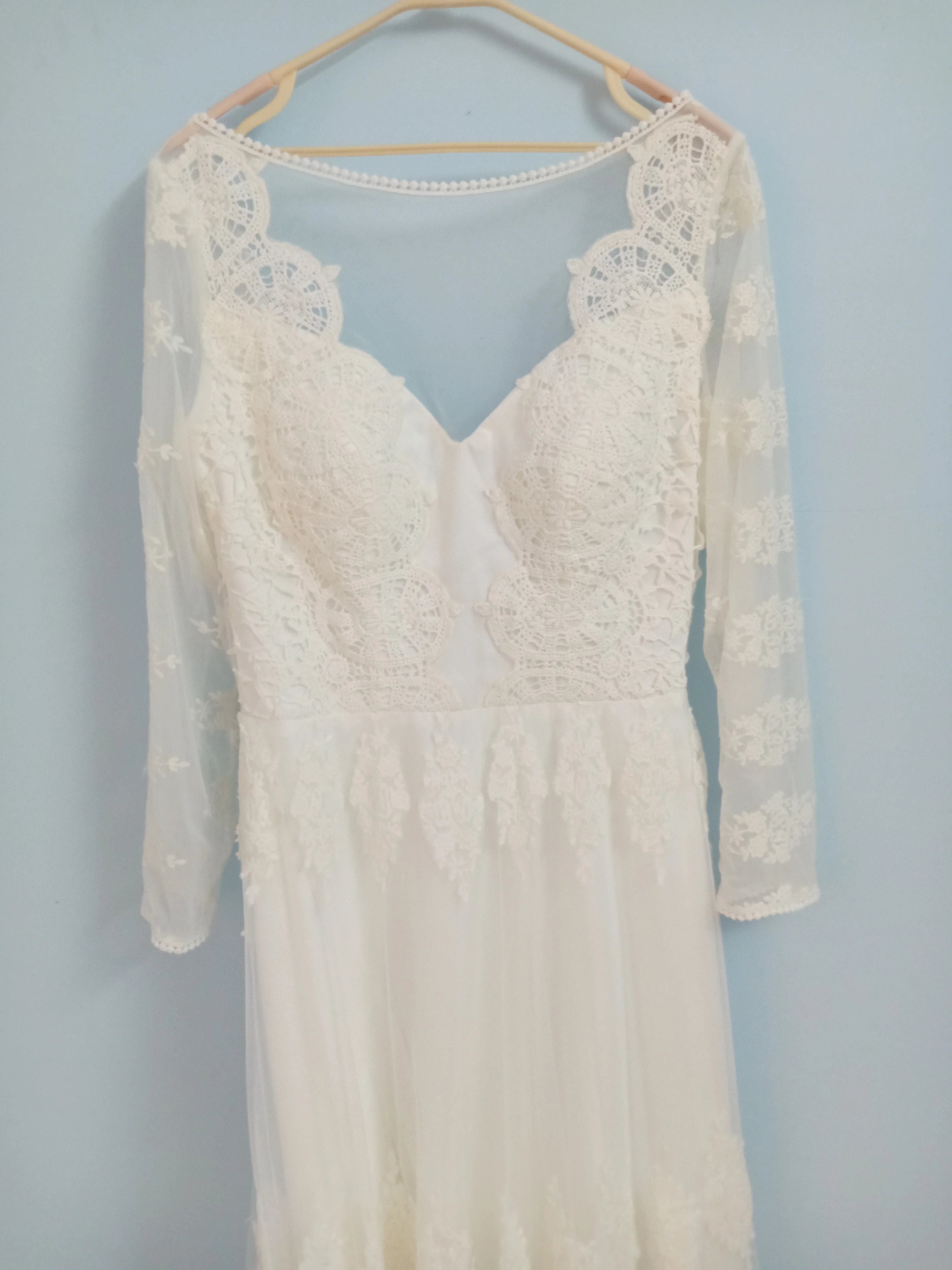 Vestido De Noiva кружевное свадебное платье с длинным рукавом в стиле бохо, Элегантное свадебное платье с открытой спиной, винтажное свадебное платье