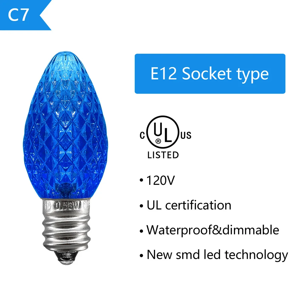 UL Listed 25 шт C7 светодиодный лампы для замены 2 SMD СВЕТОДИОДНЫЙ s в каждой