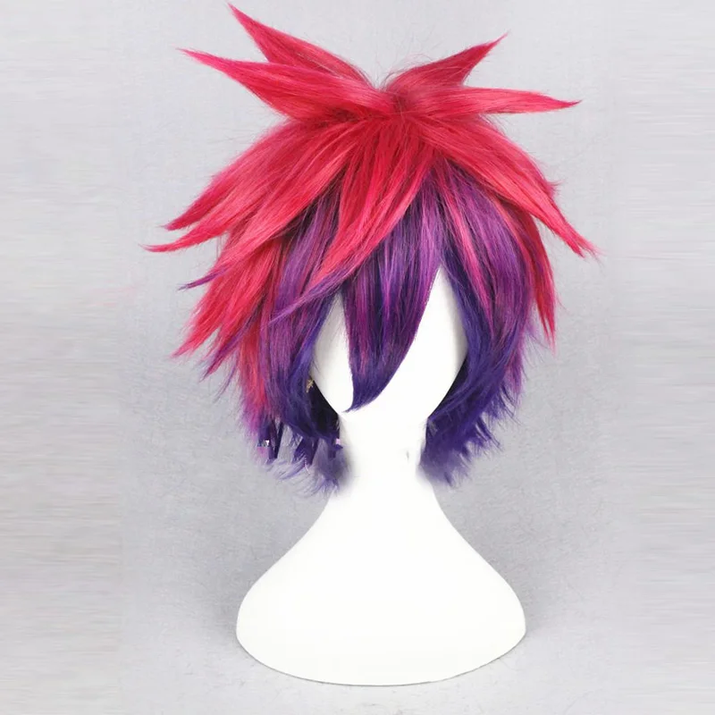 

30cm multi color short fluffy layered No Game No Life wigs Sora wig Synthetic Hair heat resistant cosplay Wig + wig cap