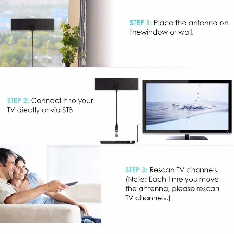 

Digital HDTV Cable Antenna 4K Indoor HD Antenna 80Miles