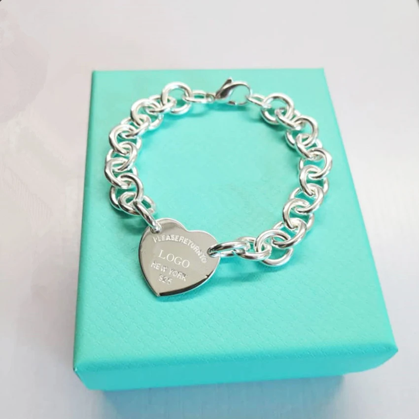 925 серебро сердце образный браслет европейской и американской моды ювелирные