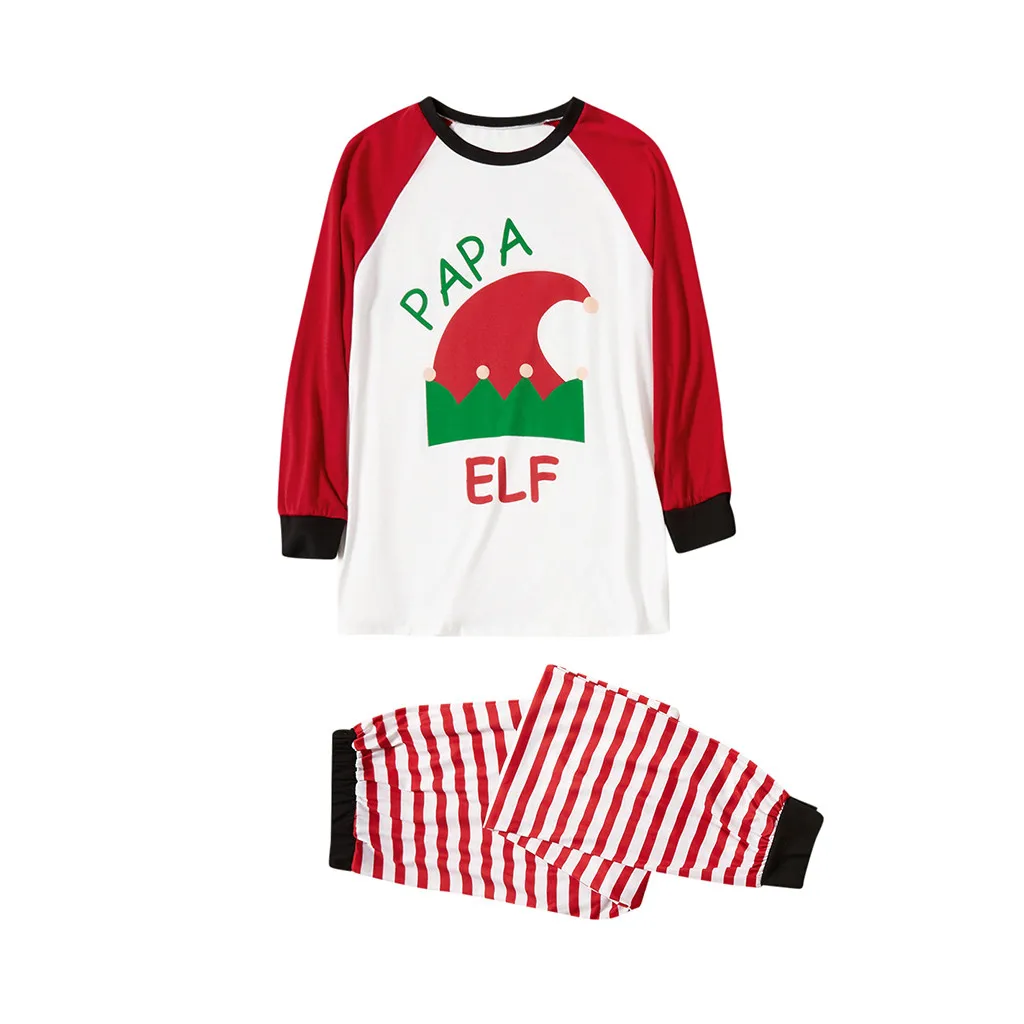 Рождественский человек папа топ с буквенным принтом + штаны в полоску