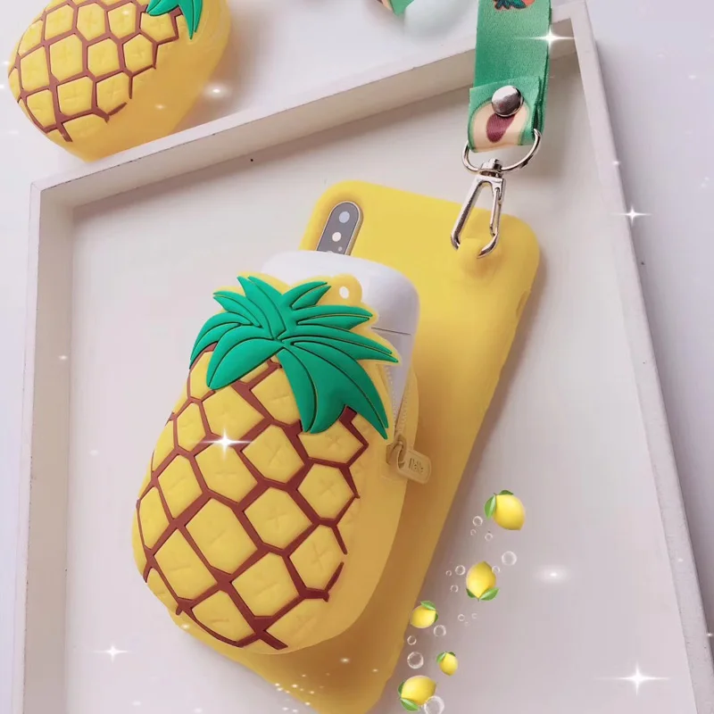 Мультфильм 3D мягкий кошелек шнур для наушников пакет Силиконовый чехол для iPhone X XS XR MAX 8 7 7Plus 6 6S Plus
