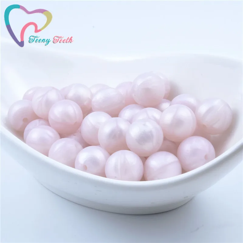 Metallic Pink 10 шт Металлические розовые Силиконовые Круглые бусины 9-19 мм пищевого качества, прорезывающие прорезыватели, силиконовые шарики, свободные шестигранные бусины 14-17 мм, бусины для DIY ювелирных изделий - Цвет: Metallic Pink