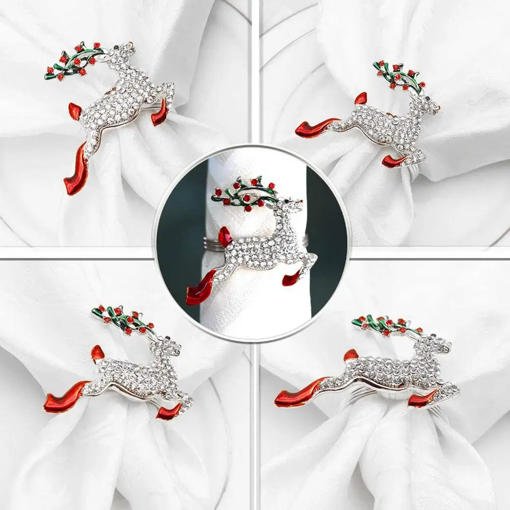 

6PCS Christmas Elk Napkin Ring Christmas Reindeer Napkin Rings Home Wedding Party Napkin Holders Hotel Christmas Napkin Ring