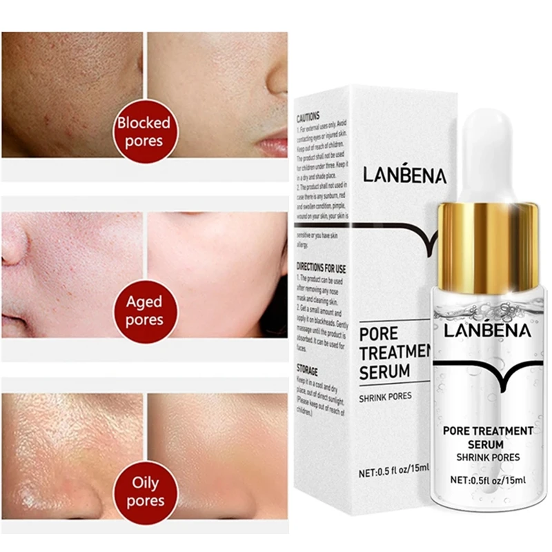 

LANBENA Pore Shrink Serum Hyaluronic Acid Nourish Moisturizing Dryness Repair Face Pores Treatment Essence Liquid Skin Care 15ml