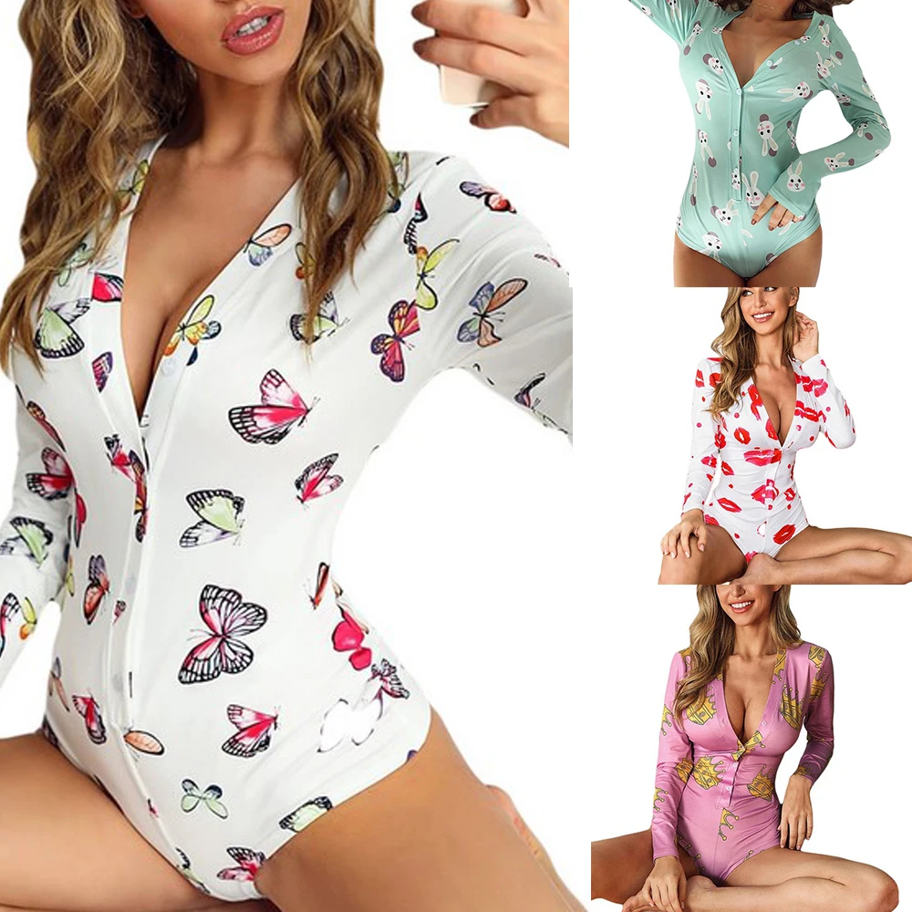 

Сексуальный женский Облегающий комбинезон с глубоким v-образным вырезом, боди, шорты, боди, боди с длинным рукавом, боди с принтом, новинка