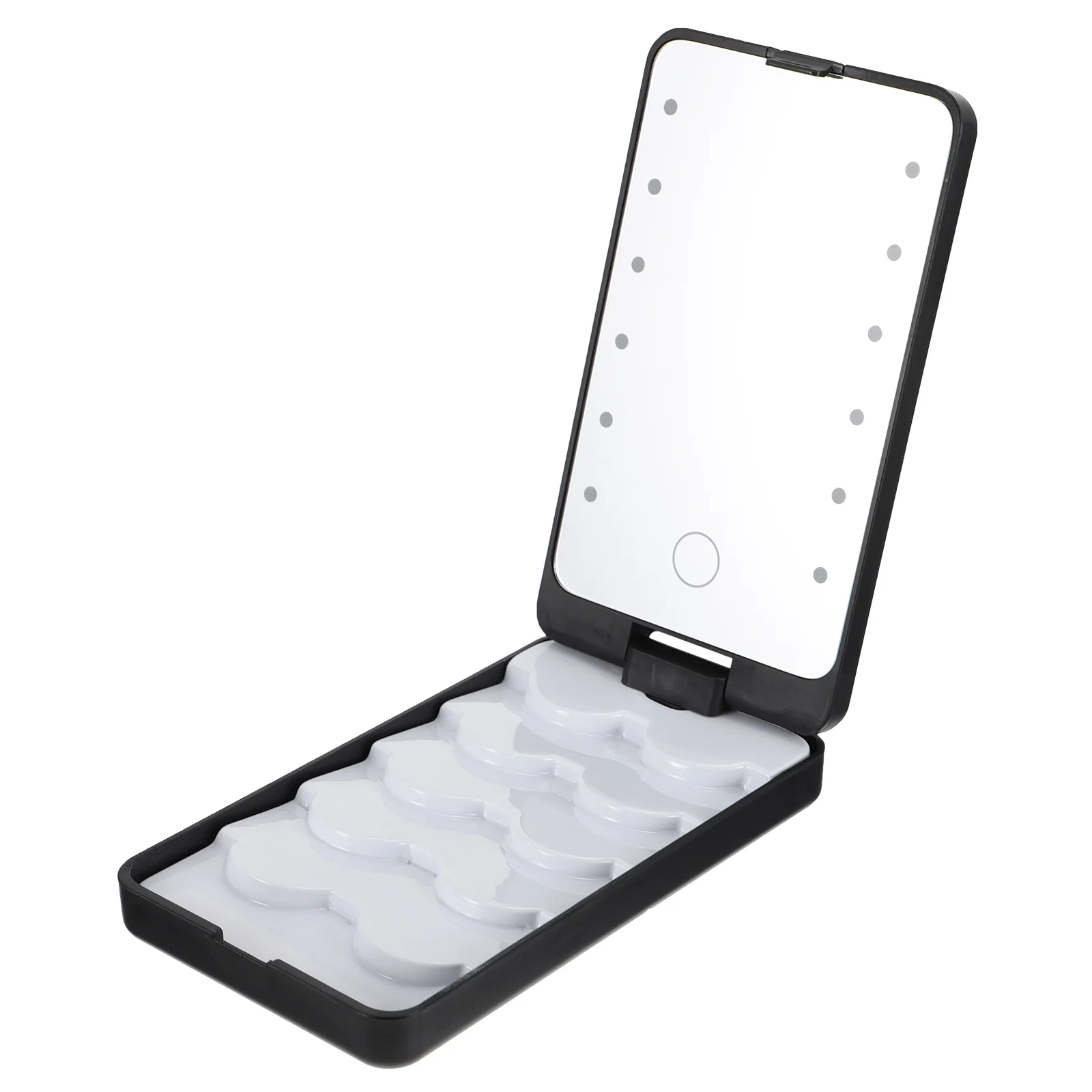 

Compact False Eyelash Case Box Lash Sample Container with Mirror and LED Light
