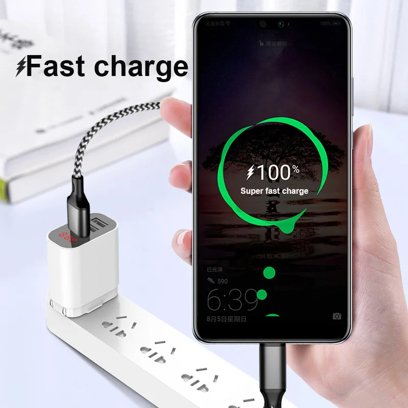 1 м 5А кабель для быстрой передачи данных зарядный TYPE-C нейлоновый Плетеный