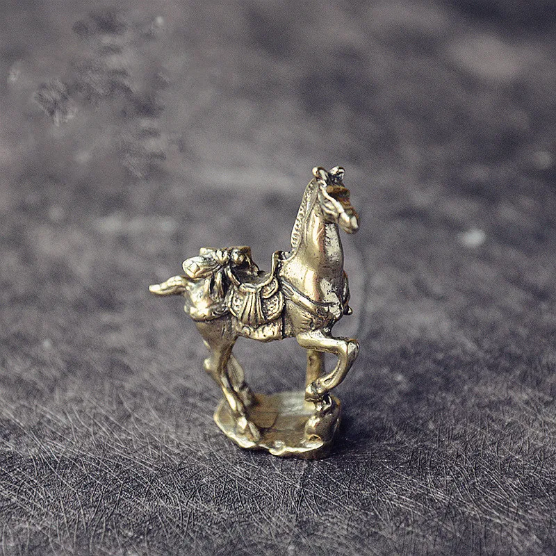 

Маленькие бронзовые латунные украшения в стиле ретро с рисунком лошади, Классический кофейный столик, украшение для дома