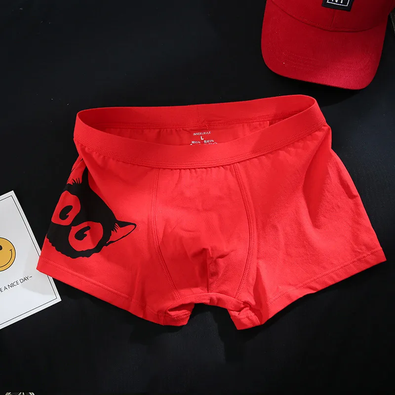 4 шт./партия мужского нижнего белья хлопковые трусы с рисунками из мультфильмов