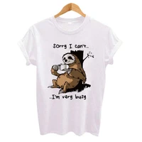 2022 casual cartoon sloth print women t shirt short sleeve o neck t shirt cute style tumblr tshirts camiseta mujer