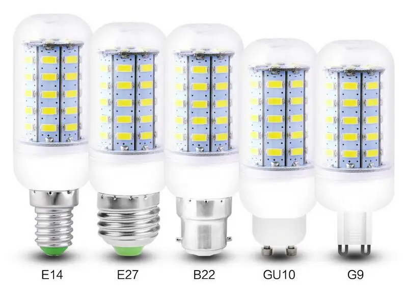 GU10 G9 LED Bulb High Brightness E27 E14 24 36 48 56 69 72 LEDS SMD 5730 Daylight Corn 220V Energy Saving led lamp | Освещение