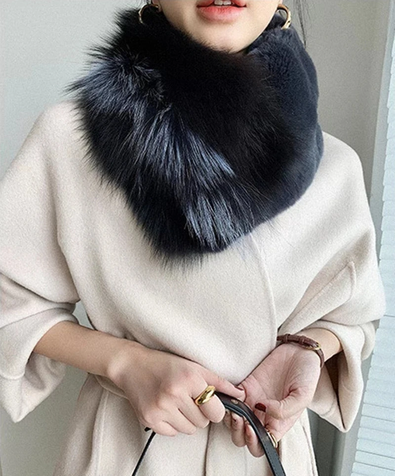 Новинка Роскошные зимние женские шарфы IANLAN из цельного меха кролика Рекс и лисы