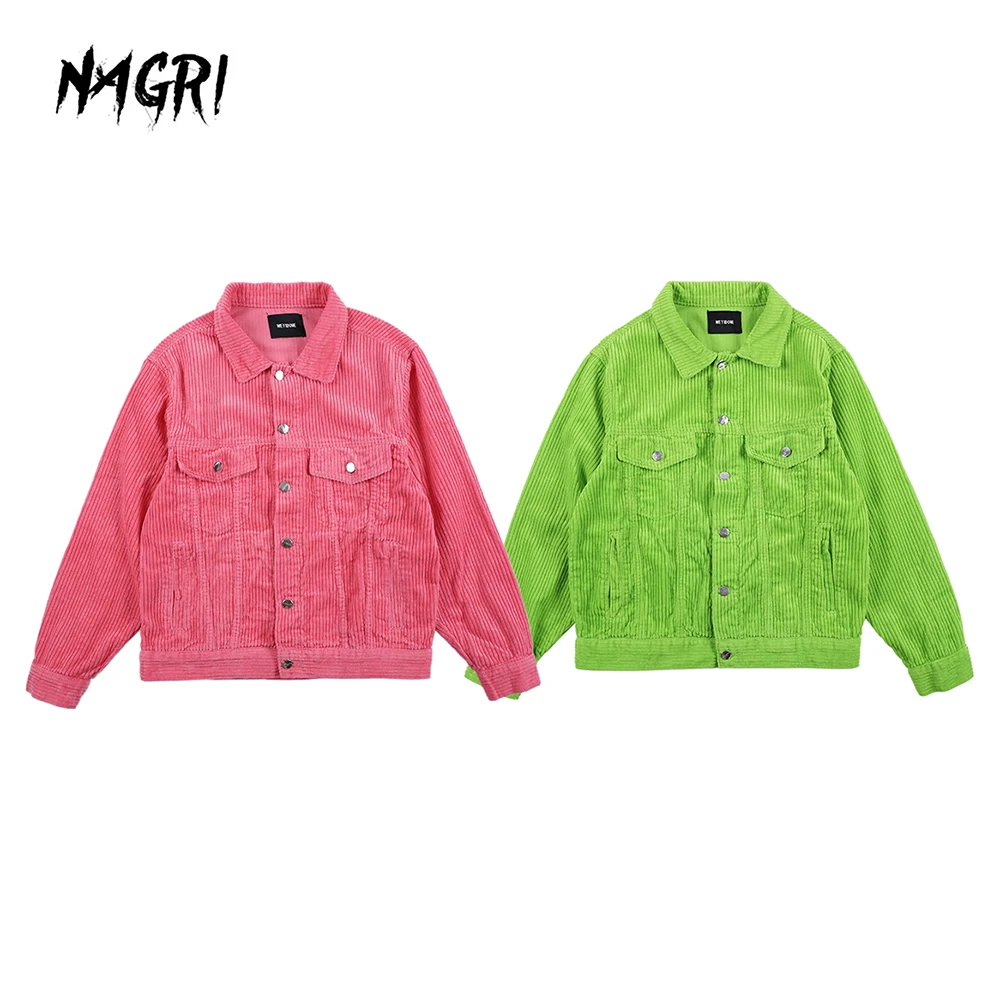 Вельветовая куртка NAGRI флуоресцентного цвета мужское пальто с отложным