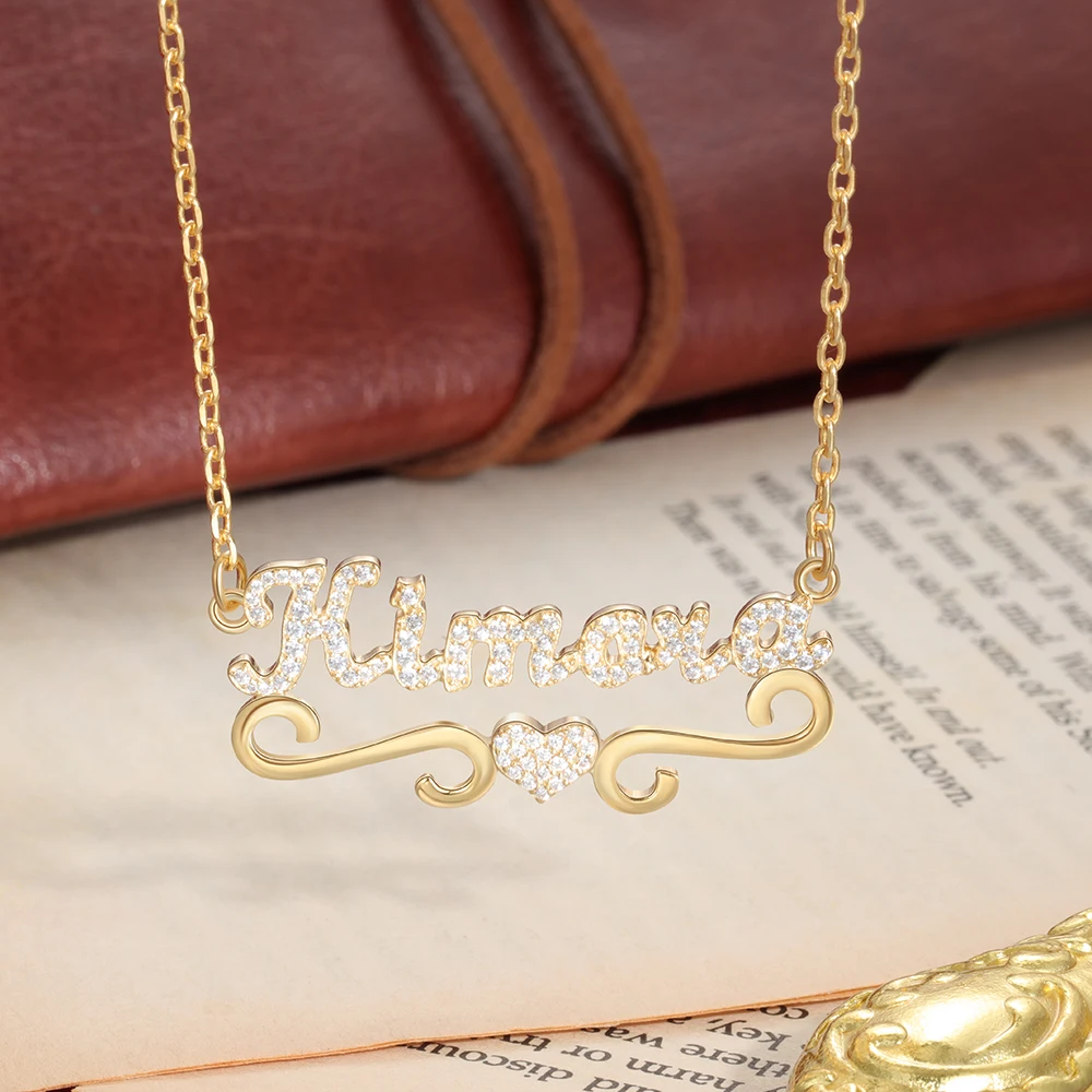 Индивидуальные буквы кулон-табличка с именем сердцем Персонализированные