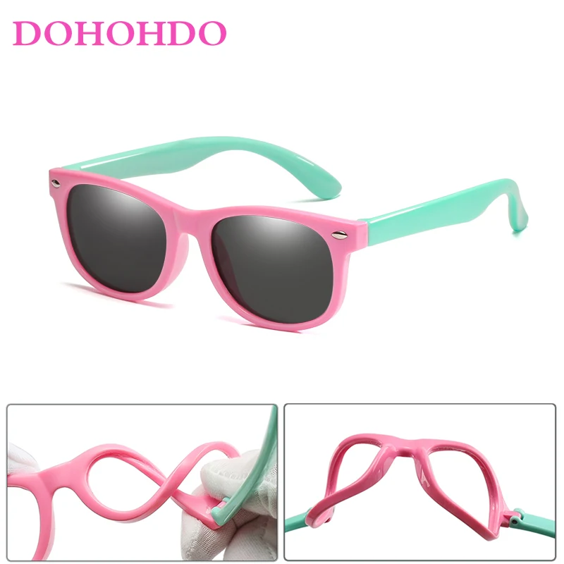 

DOHOHDO New Colorful Flexible Kids Sunglasses Polarized Eyewears Children High Quality HD Lens Baby Safety Coating Mirror Shades