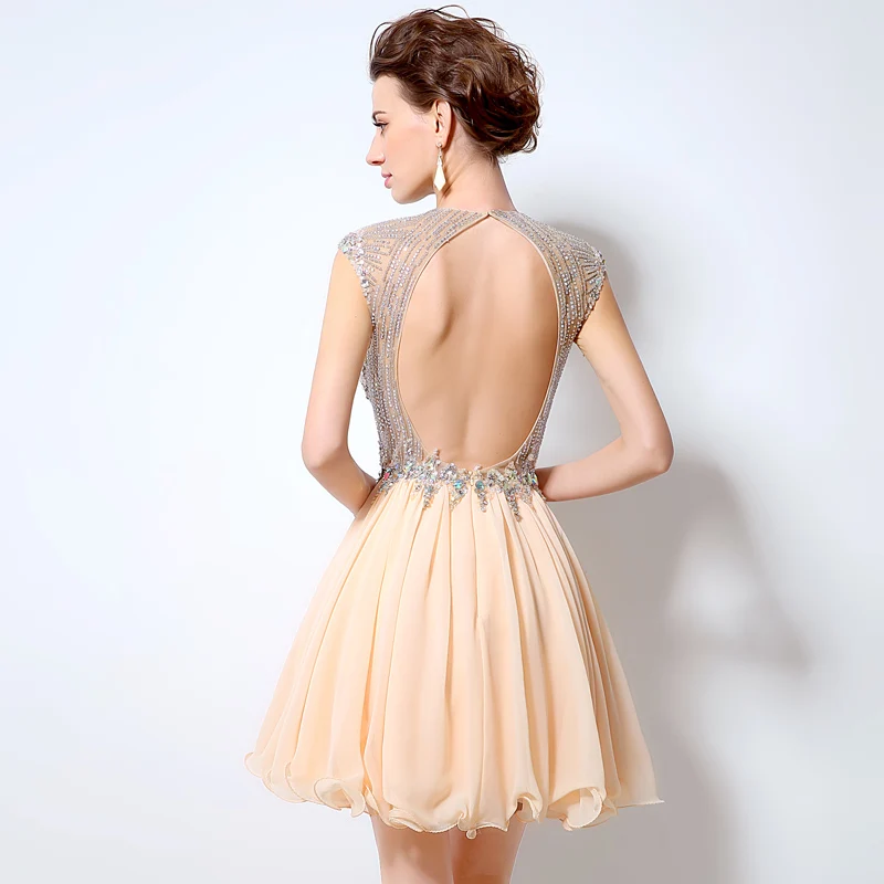 Пикантные Бальные платья с открытой спиной Иллюзия короткие Роскошная обувь