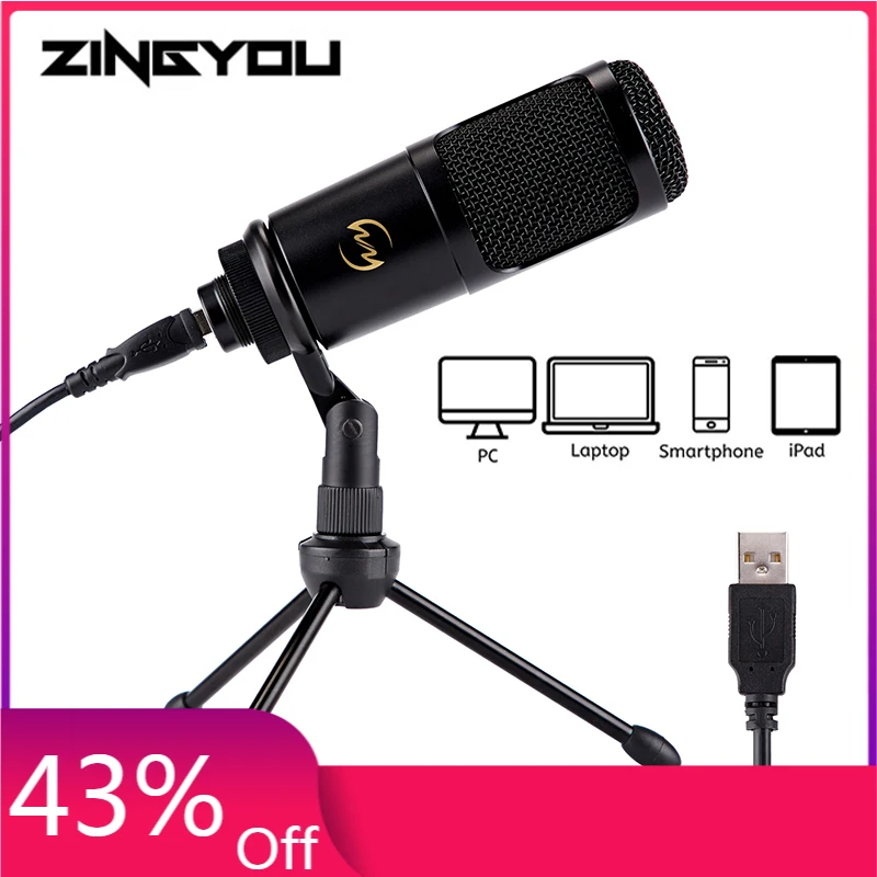 Микрофоны ZINGYOU для Youtube металлический USB микрофон компьютера штатив стойка набор