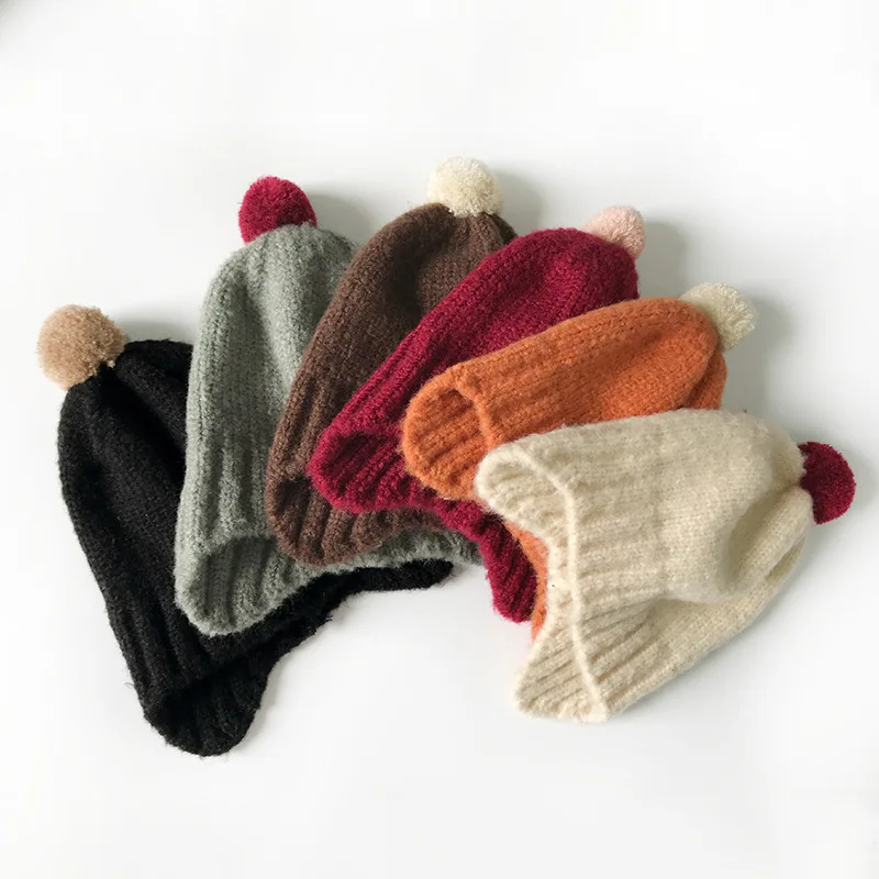 Зимние шапки для детей вязаная шапка малышей однотонная девочек и мальчиков