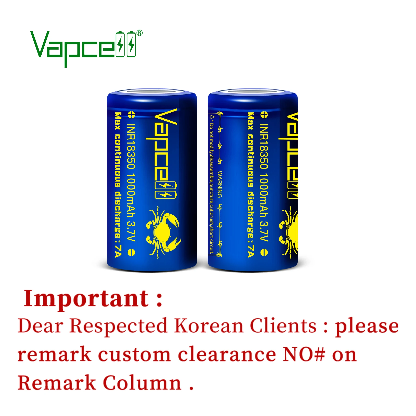 2 шт./лот Vapcell оригинальный INR18350 1000 мАч 7A 18350 литиевая аккумуляторная батарея для